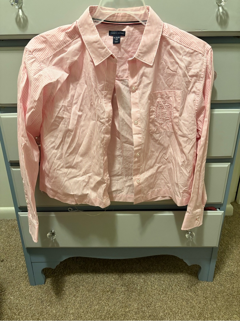 Tommy Hilfiger Pink Striped Button-Up Shirt Jacket